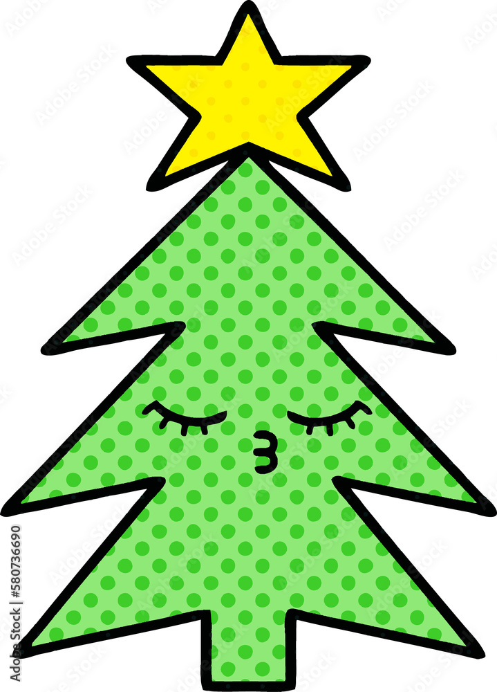 Fototapeta premium comic book style cartoon christmas tree