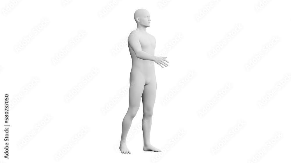 Beautiful young man posing, isolated on white background. 3d illustration (rendering). Artificial intelligence, android, mannequin Beautiful young man posing, isolated on white background. 3d illustration (rendering). Artificial intelligence, android, mannequin