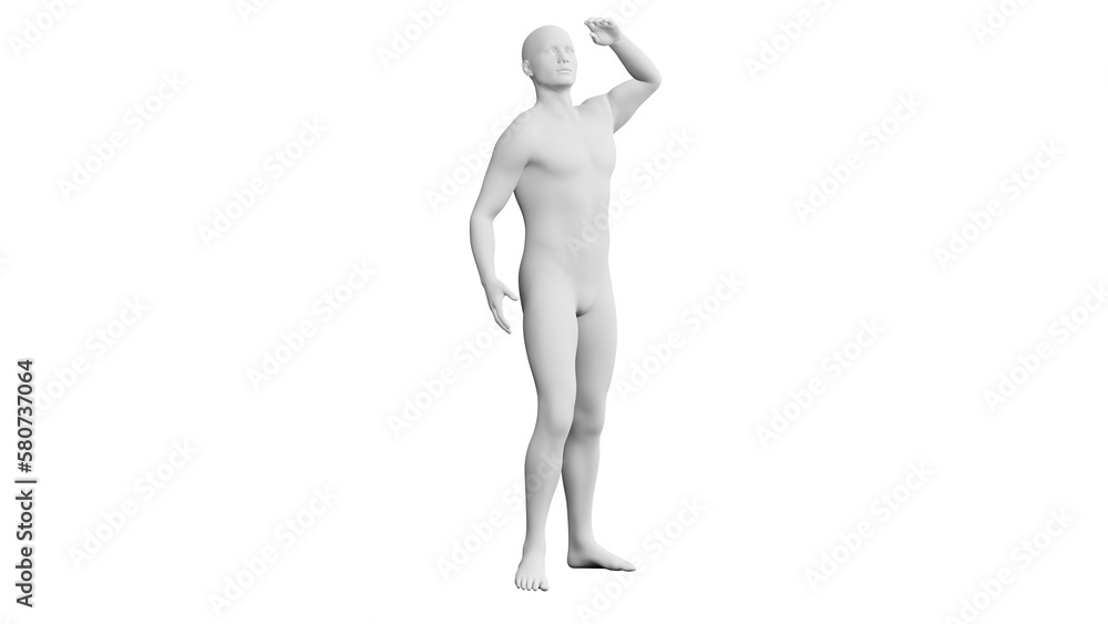 Beautiful young man posing, isolated on white background. 3d illustration (rendering). Artificial intelligence, android, mannequin Beautiful young man posing, isolated on white background. 3d illustration (rendering). Artificial intelligence, android, mannequin