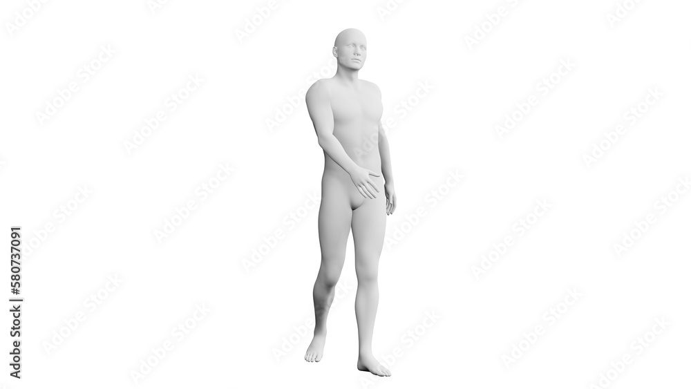 Beautiful young man posing, isolated on white background. 3d illustration (rendering). Artificial intelligence, android, mannequin Beautiful young man posing, isolated on white background. 3d illustration (rendering). Artificial intelligence, android, mannequin