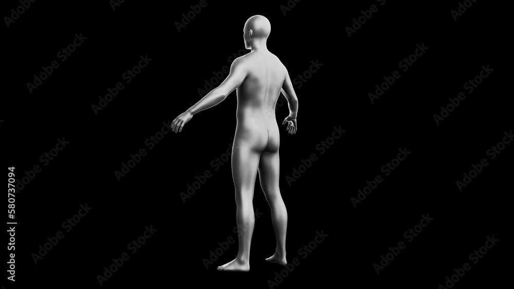 Beautiful young man posing, isolated on black background. 3d illustration (rendering). Silver mannequin, android Beautiful young man posing, isolated on black background. 3d illustration (rendering). Silver mannequin, android