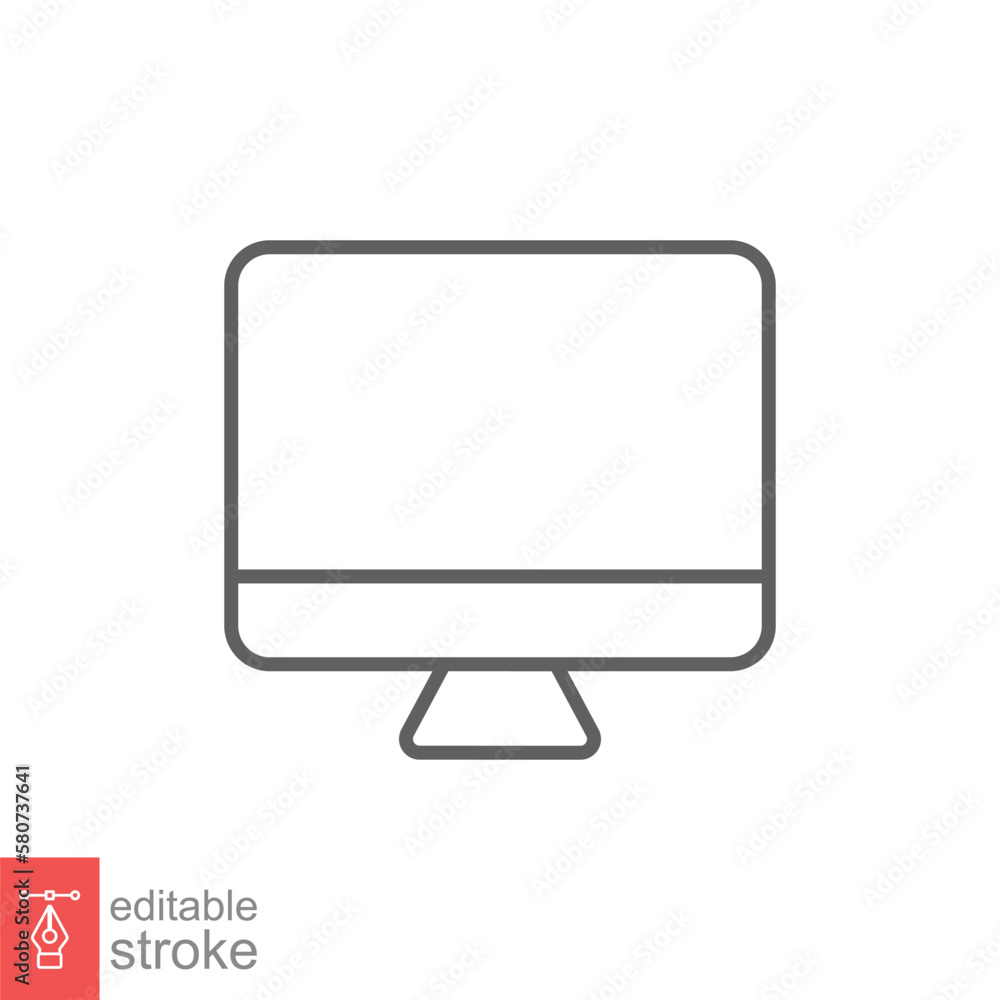 Monitor line icon. Simple outline style. Screen, tv, desktop computer display concept. Vector illustration isolated on white background. Editable stroke EPS 10. Monitor line icon. Simple outline style. Screen, tv, desktop computer display concept. Vector illustration isolated on white background. Editable stroke EPS 10.