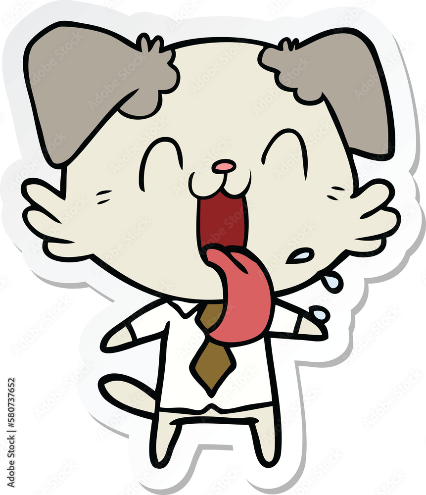sticker of a cartoon panting dog sticker of a cartoon panting dog