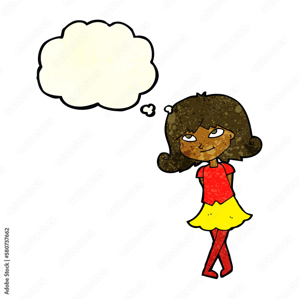 cartoon clever girl with thought bubble cartoon clever girl with thought bubble