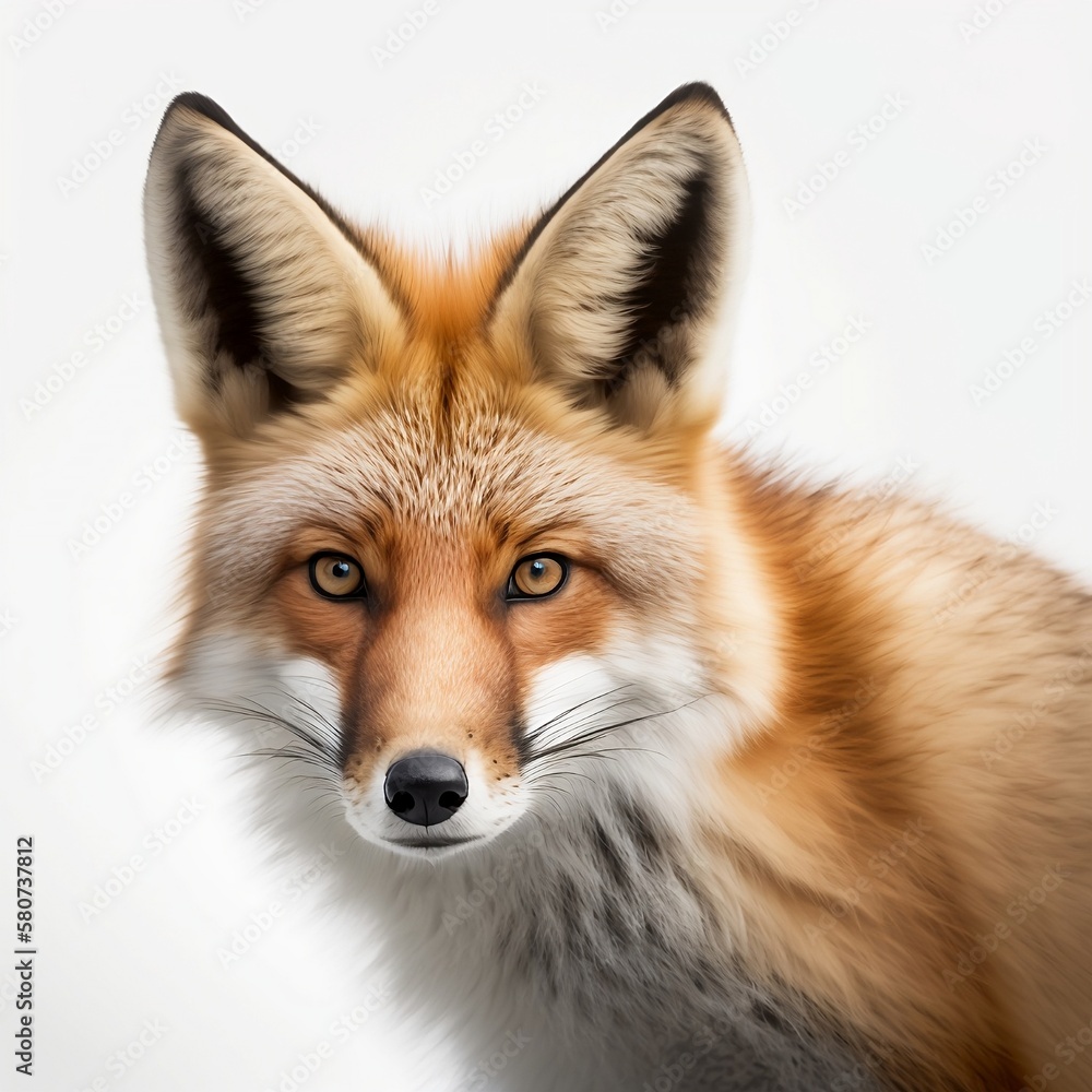 Fototapeta premium Fox in front of a white background, generative ai