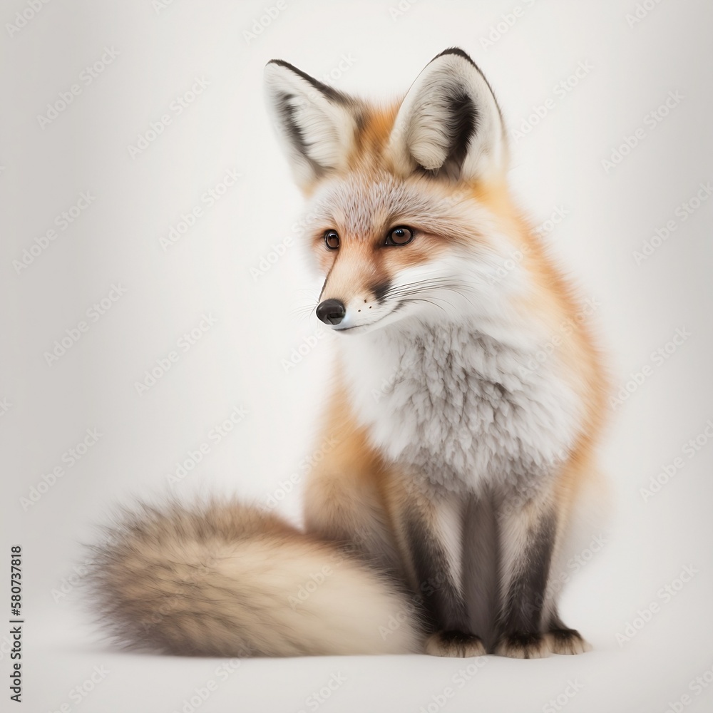 Fox in front of a white background, generative ai