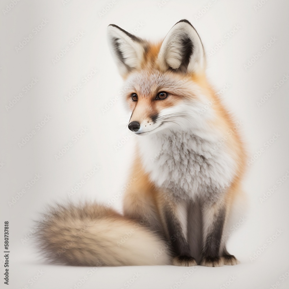 Fototapeta premium Fox in front of a white background, generative ai