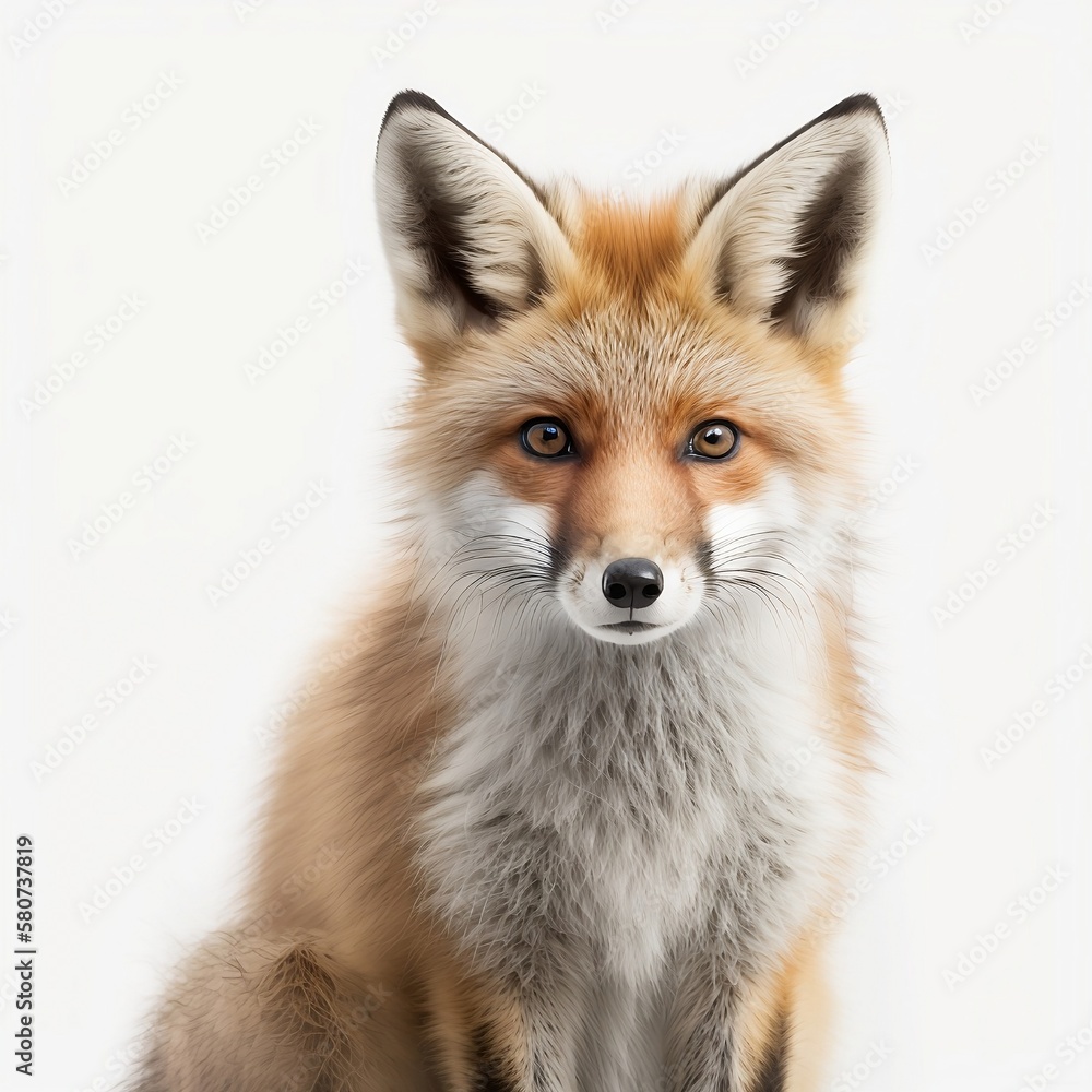 Fox in front of a white background, generative ai Fox in front of a white background, generative ai