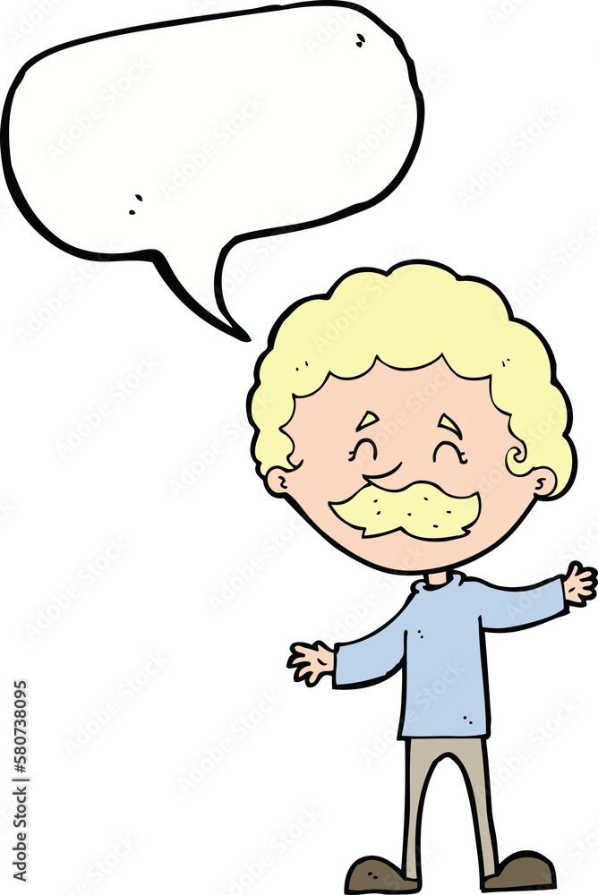 cartoon happy man with mustache with speech bubble cartoon happy man with mustache with speech bubble