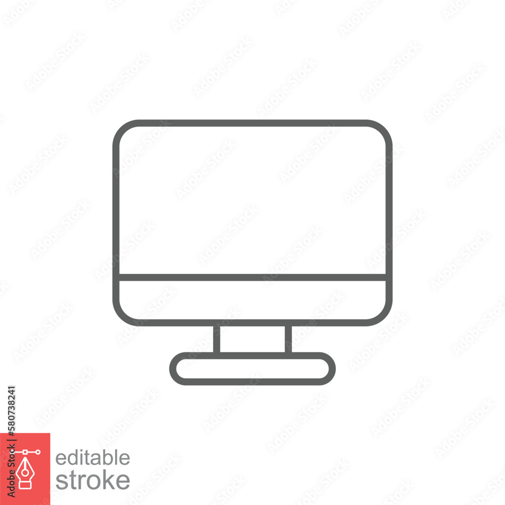 Monitor line icon. Simple outline style. Screen, tv, desktop computer display concept. Vector illustration isolated on white background. Editable stroke EPS 10. Monitor line icon. Simple outline style. Screen, tv, desktop computer display concept. Vector illustration isolated on white background. Editable stroke EPS 10.