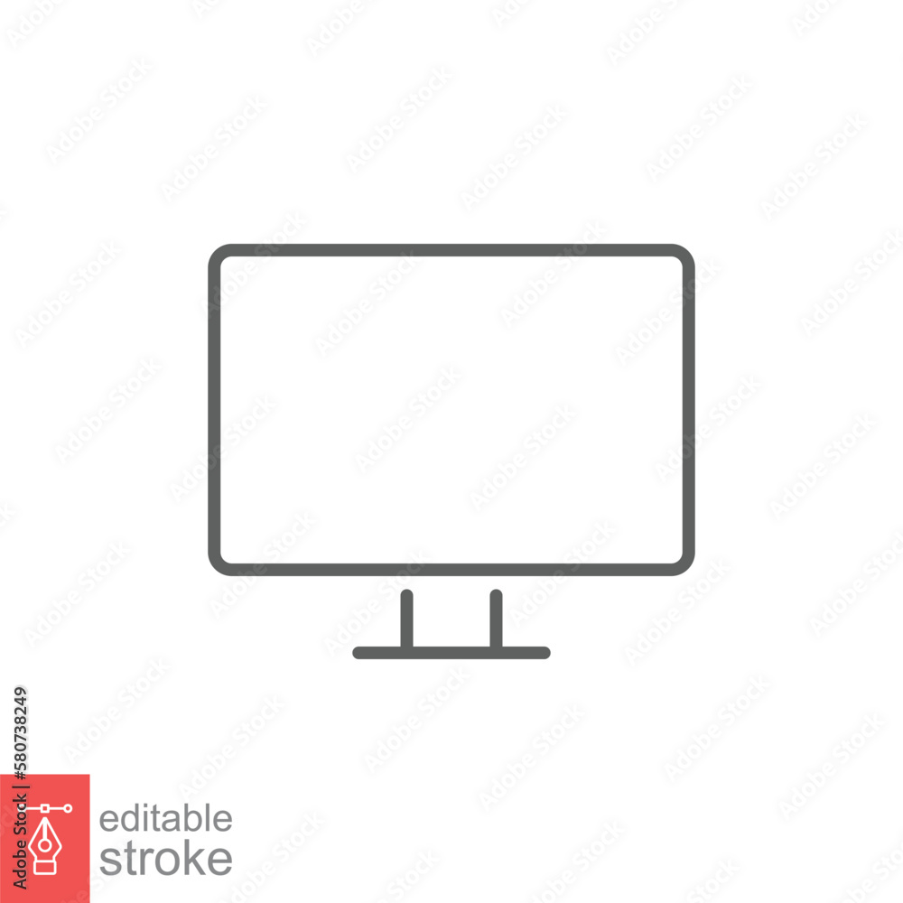 Monitor line icon. Simple outline style. Screen, tv, desktop computer display concept. Vector illustration isolated on white background. Editable stroke EPS 10. Monitor line icon. Simple outline style. Screen, tv, desktop computer display concept. Vector illustration isolated on white background. Editable stroke EPS 10.