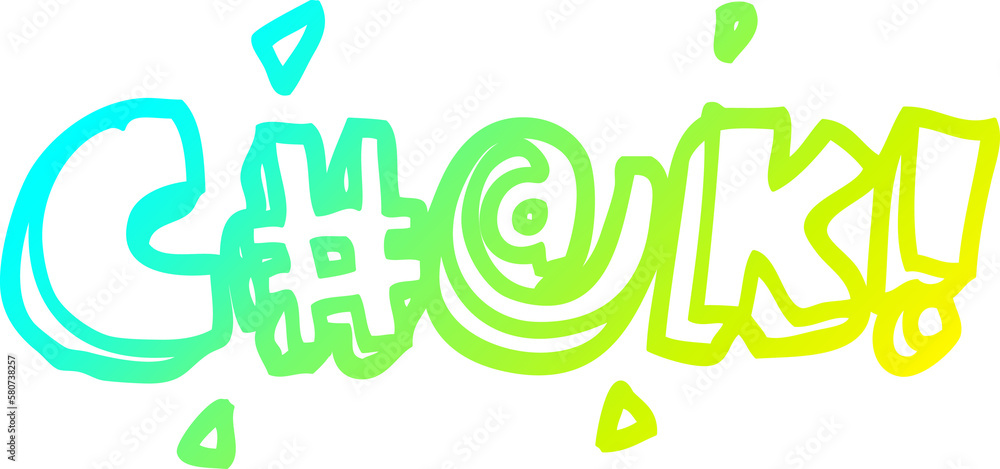 Fototapeta premium cold gradient line drawing cartoon swear word
