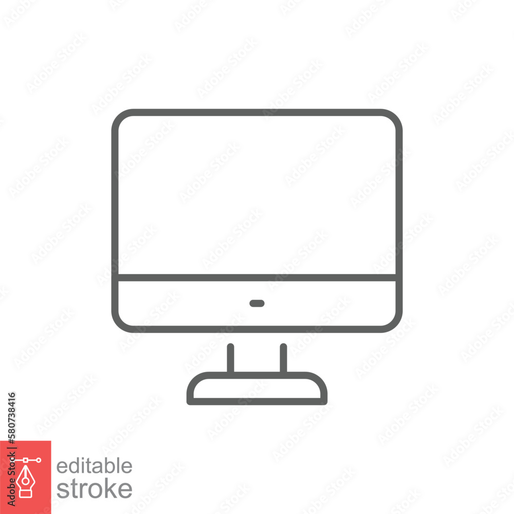 Monitor line icon. Simple outline style. Screen, tv, desktop computer display concept. Vector illustration isolated on white background. Editable stroke EPS 10. Monitor line icon. Simple outline style. Screen, tv, desktop computer display concept. Vector illustration isolated on white background. Editable stroke EPS 10.