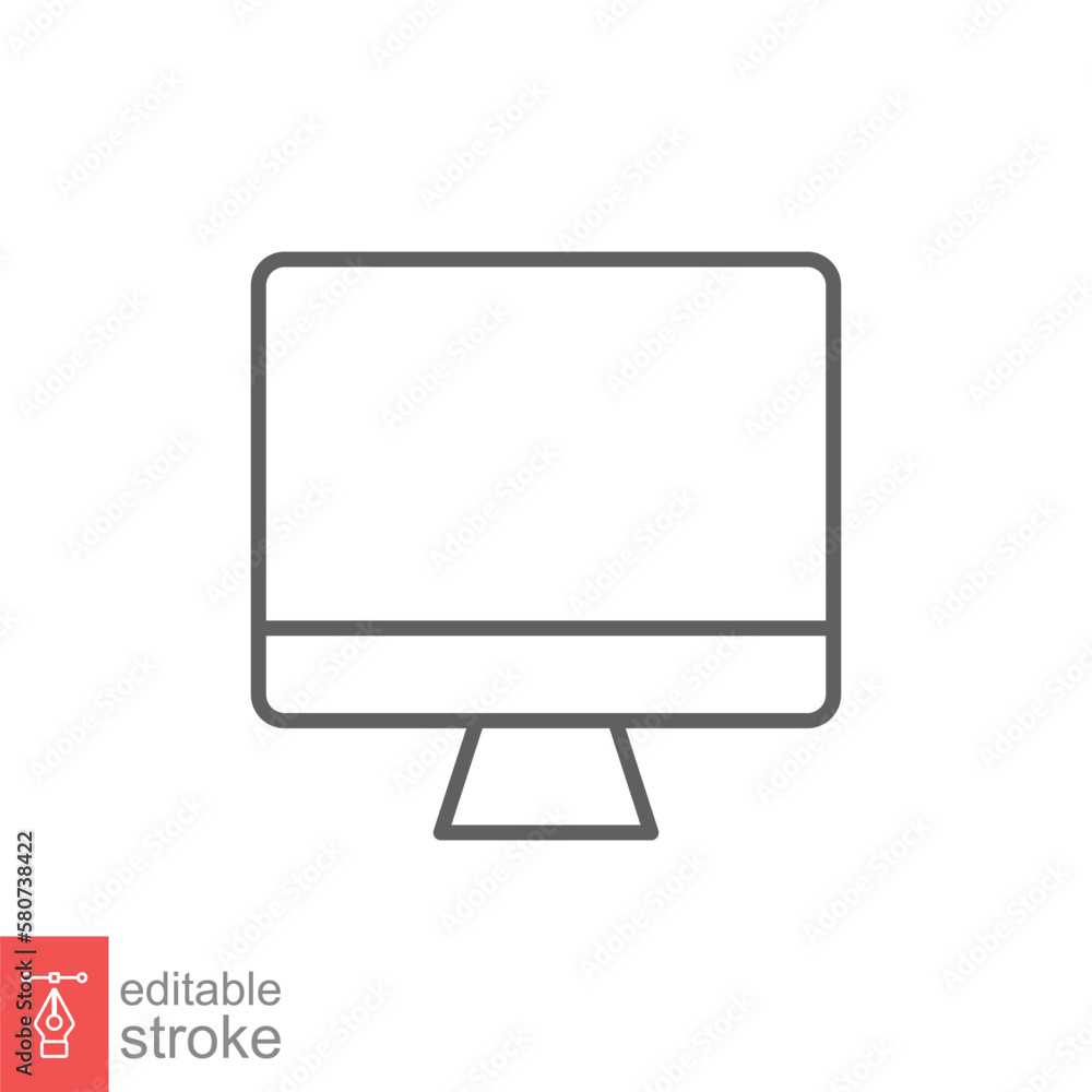 Monitor line icon. Simple outline style. Screen, tv, desktop computer display concept. Vector illustration isolated on white background. Editable stroke EPS 10. Monitor line icon. Simple outline style. Screen, tv, desktop computer display concept. Vector illustration isolated on white background. Editable stroke EPS 10.