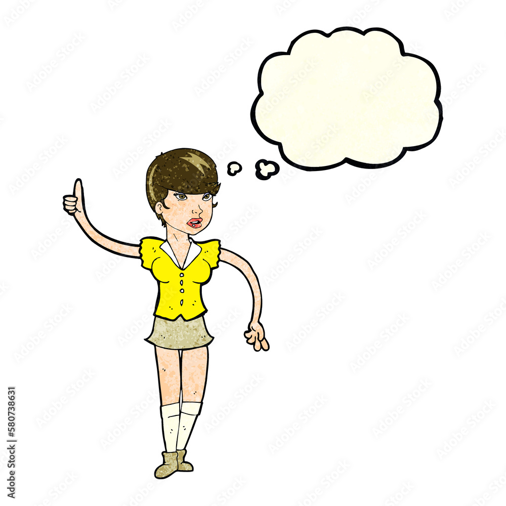 cartoon pretty girl asking question with thought bubble cartoon pretty girl asking question with thought bubble