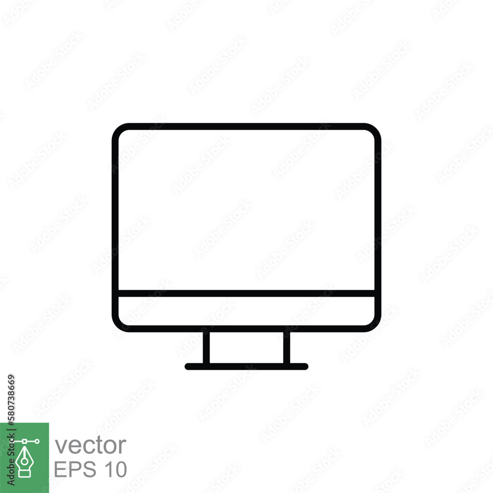 Monitor line icon. Simple outline style. Screen, tv, desktop computer display concept. Vector illustration isolated on white background. EPS 10. Monitor line icon. Simple outline style. Screen, tv, desktop computer display concept. Vector illustration isolated on white background. EPS 10.