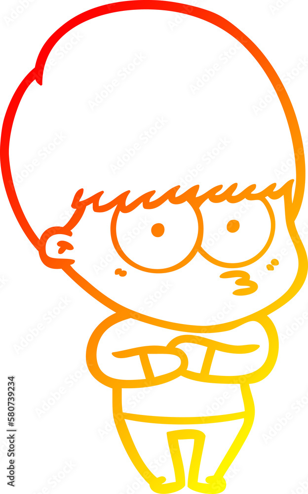 Obraz premium warm gradient line drawing nervous cartoon boy