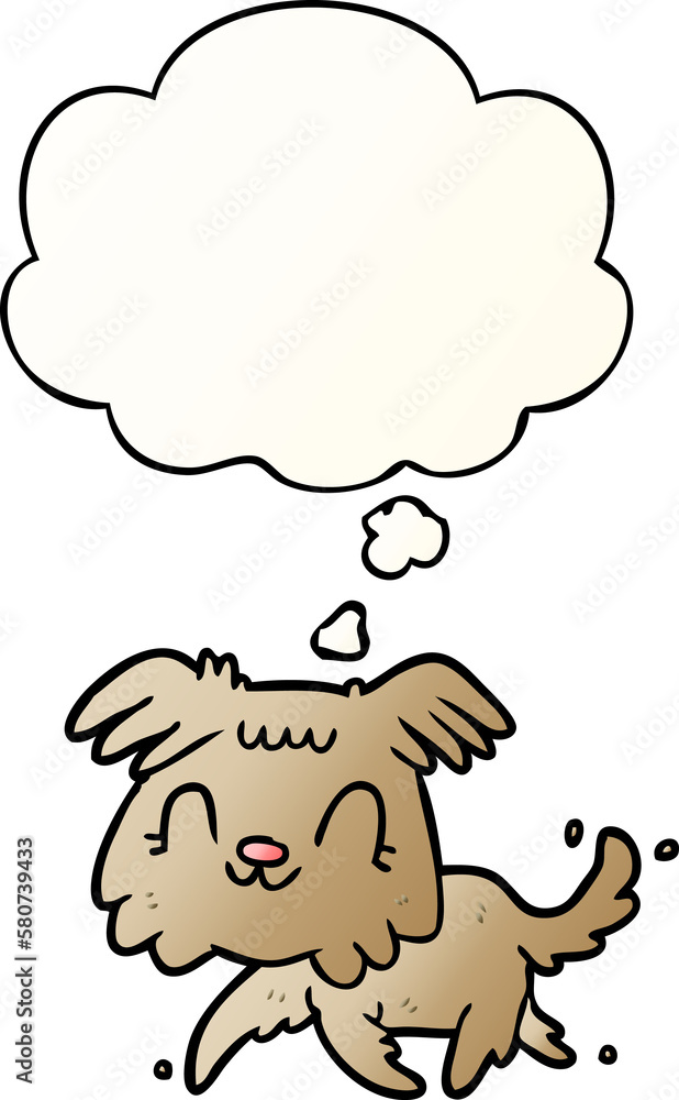 cartoon dog and thought bubble in smooth gradient style cartoon dog and thought bubble in smooth gradient style