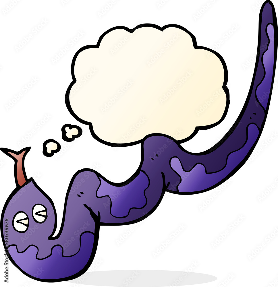 cartoon hissing snake with thought bubble cartoon hissing snake with thought bubble