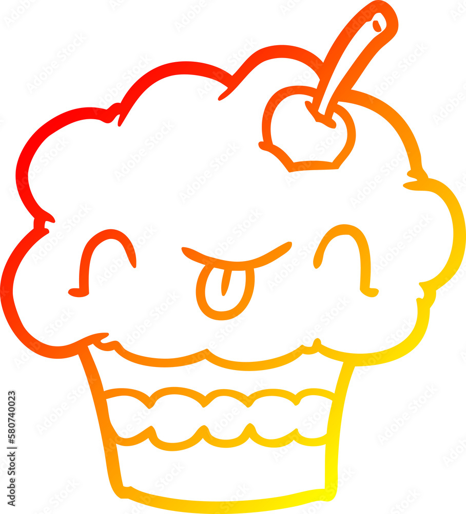 warm gradient line drawing funny cupcake warm gradient line drawing funny cupcake