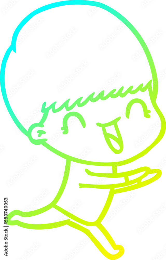 cold gradient line drawing happy cartoon boy cold gradient line drawing happy cartoon boy