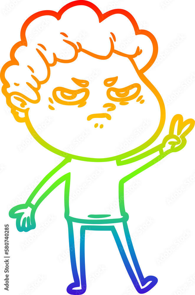rainbow gradient line drawing cartoon angry man rainbow gradient line drawing cartoon angry man