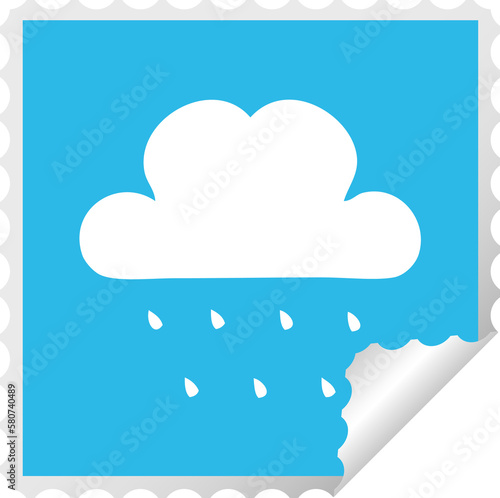 square peeling sticker cartoon rain cloud