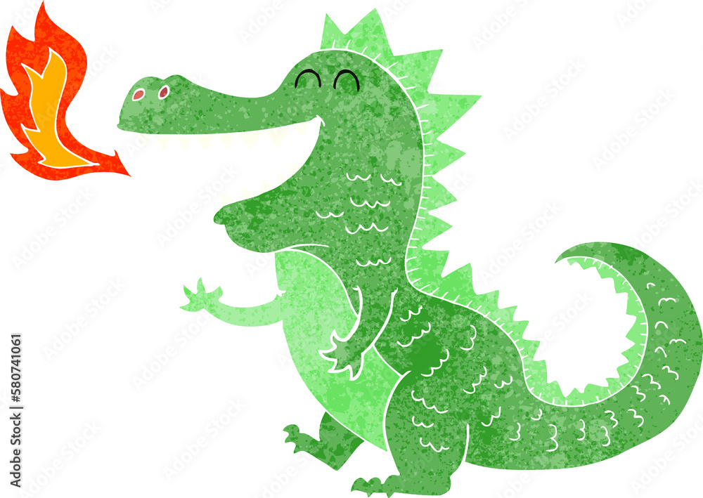 Fototapeta premium cartoon fire breathing dragon