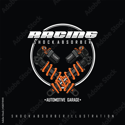 SHOCK ABSORBER ILLUSTRATION WITH A BLACK BACKGROUND, READY FORMAT EPS 10