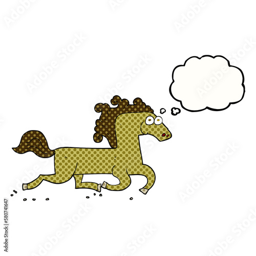 thought bubble cartoon running horse