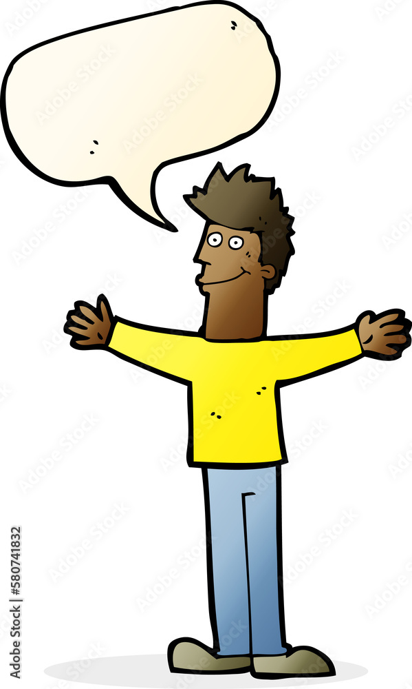 Fototapeta premium cartoon happy man with speech bubble