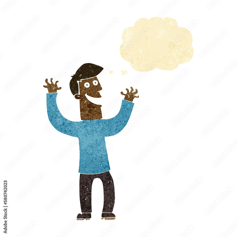 cartoon excited man with thought bubble cartoon excited man with thought bubble