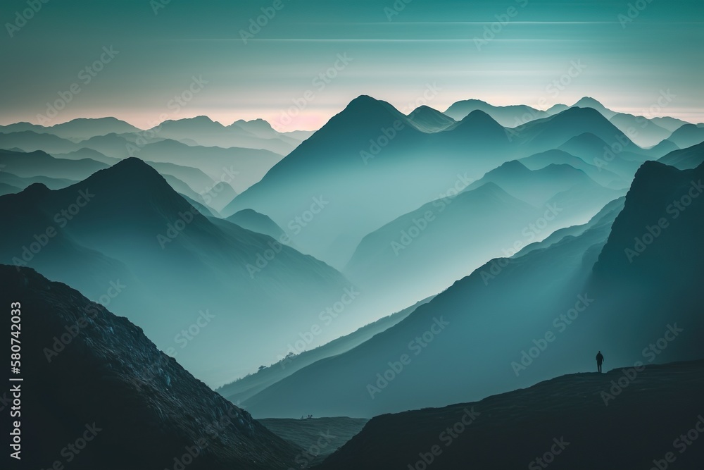 misty mountain peaks endless landscape