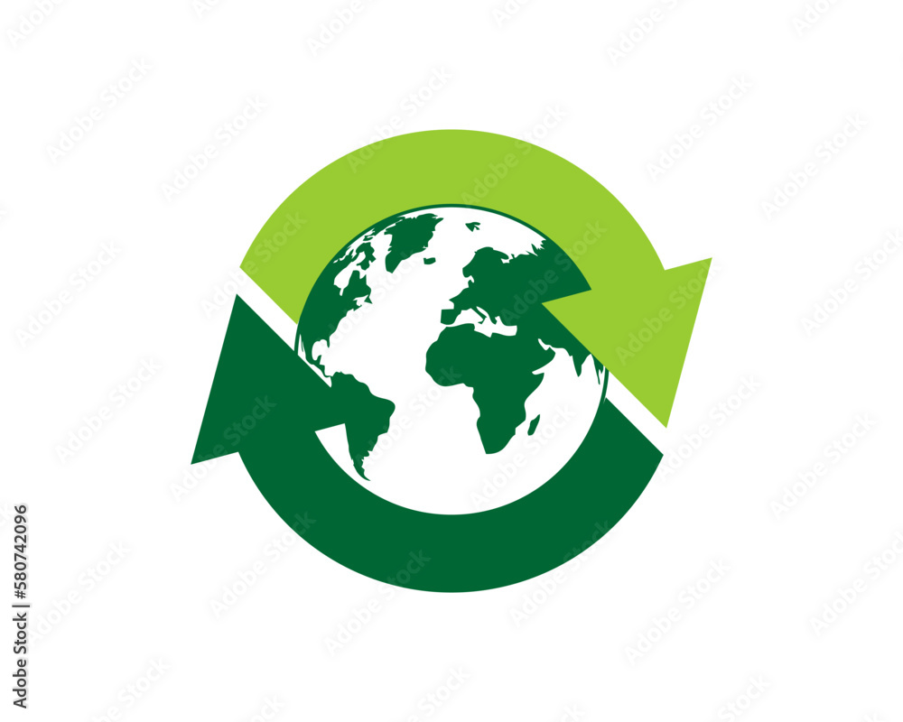 Recycle arrow with globe inside