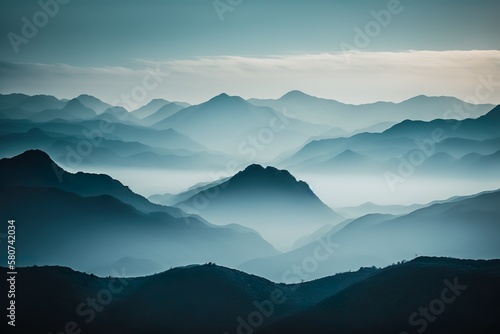 misty mountain peaks endless landscape