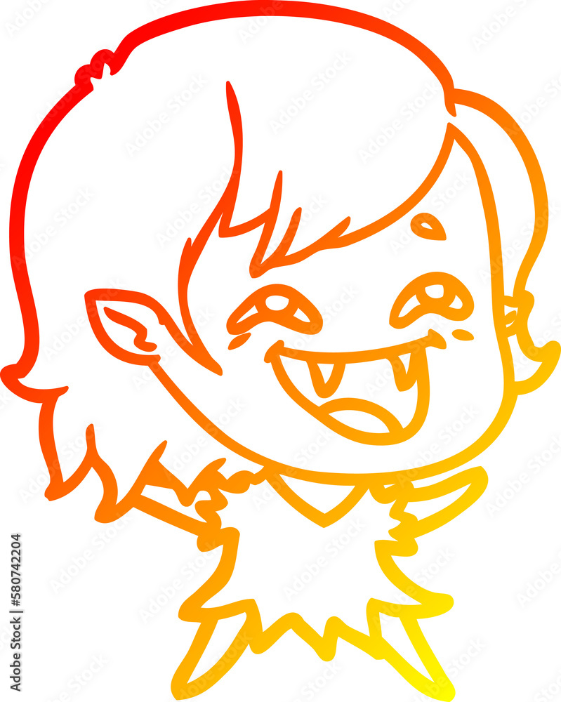 warm gradient line drawing cartoon laughing vampire girl warm gradient line drawing cartoon laughing vampire girl