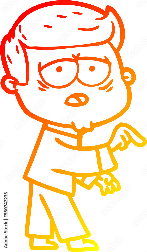 Fototapeta premium warm gradient line drawing cartoon tired man