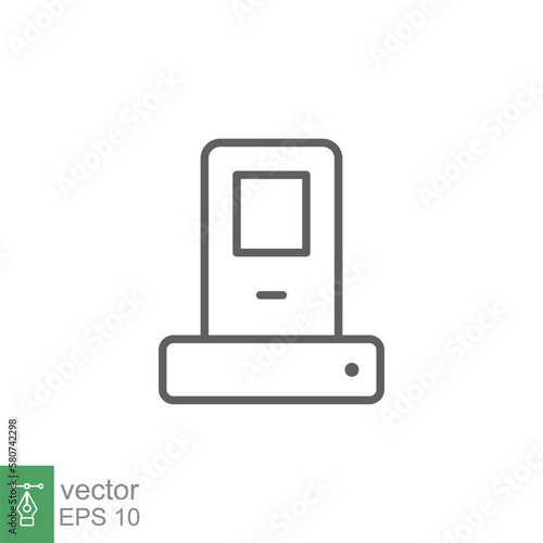 Phone docking station line icon. Simple outline style for web and app. Vector illustration isolated on white background. Editable stroke EPS 10.