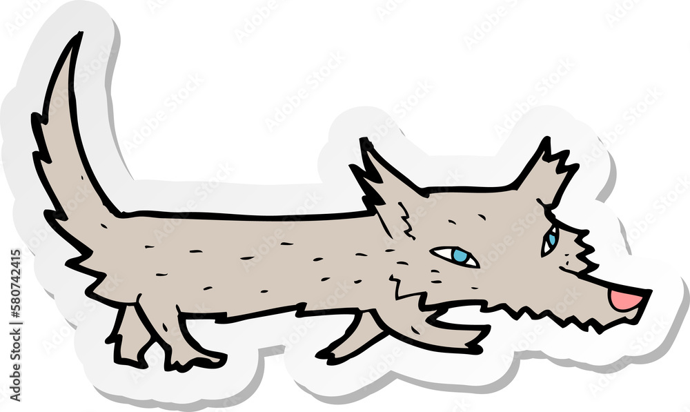 Obraz premium sticker of a cartoon little wolf