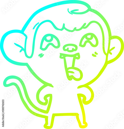 cold gradient line drawing crazy cartoon monkey