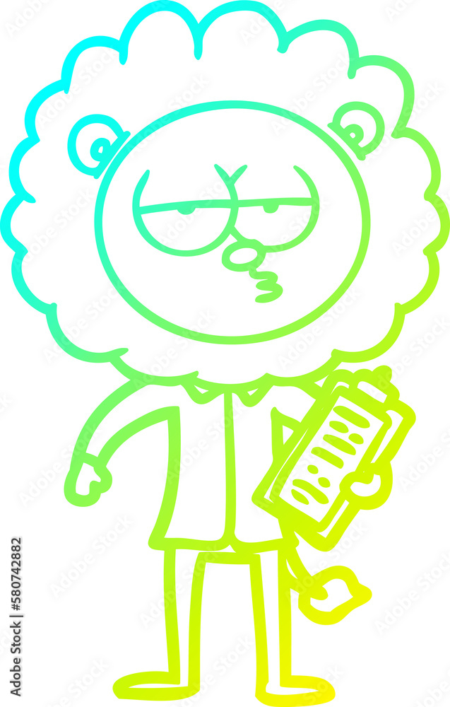 cold gradient line drawing cartoon bored lion manager cold gradient line drawing cartoon bored lion manager