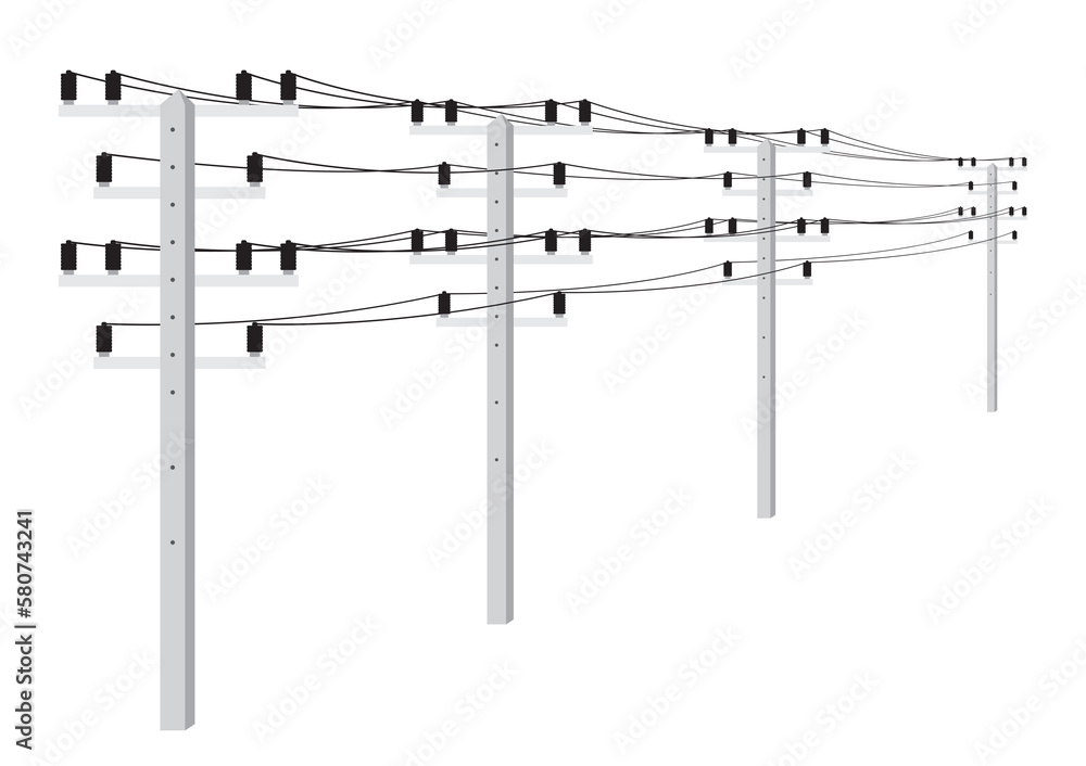 Electric pole. Power Poles. Electric Power transmission. Vector Illustration Isolated on White Background. Electric pole. Power Poles. Electric Power transmission. Vector Illustration Isolated on White Background.