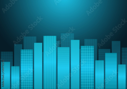 City building Background. Skyscraper. Cityscape. Hi-tech or Sci-fi City Background. Metropolis City. Vector Illustration.