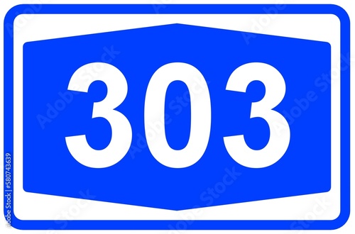 Illustration eines Autobahnschildes der Autobahn 303 in Deutschland photo