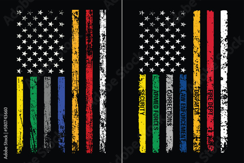 First Responders Hero Flag USA Thin Line Salute Essential Design.	
