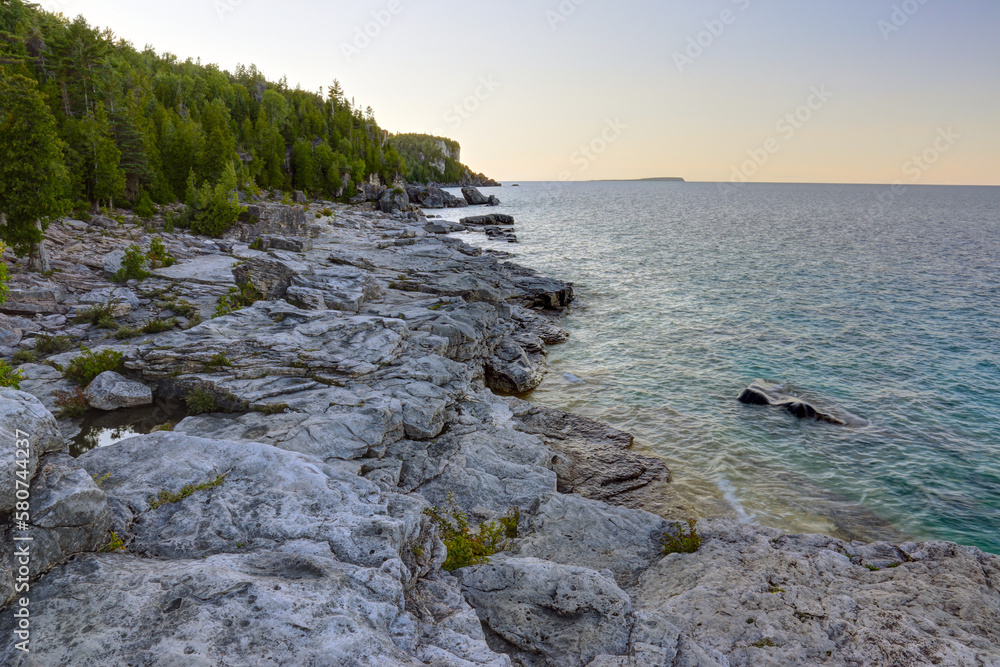 The rugged coast of Bruce Peninsula National Park in Ontario, Canada..