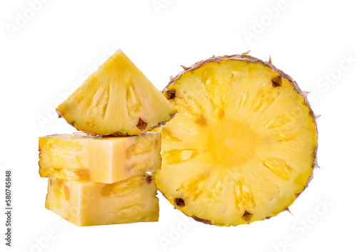 pineapple with slices isolated on transparent png