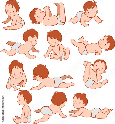 Cute Baby Vector Flat Illustration Design