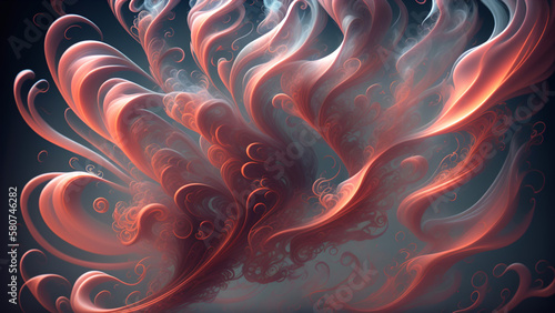 水彩風のツタのような形状の煙　スモーク