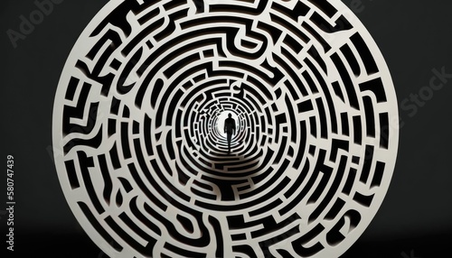 The Maze inside of human mind, confusion identity of mind concept, AI generated